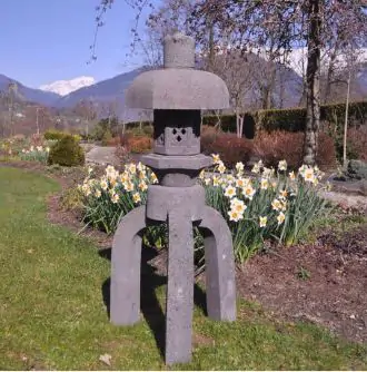Product image of the product “Japanese style Garden Lantern, made from Andesit Stone. Multipart. 120 cm Height, Stand is 50 cm width. ”